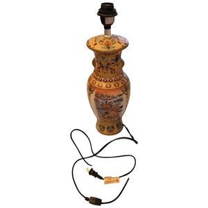 Vintage Antique Chinese Porcelain Mandarin Vase Table Lamp Hand Painted 17.5"